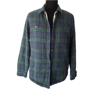 L.L. BEAN Scotch Plaid Flannel Shirt, Sherpa-Lined Shaket Women Small
